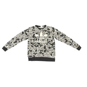Adidas Originals Boy's Trefoil Grey Camo Print Crewneck Sweatshirt Sz XL​​​​